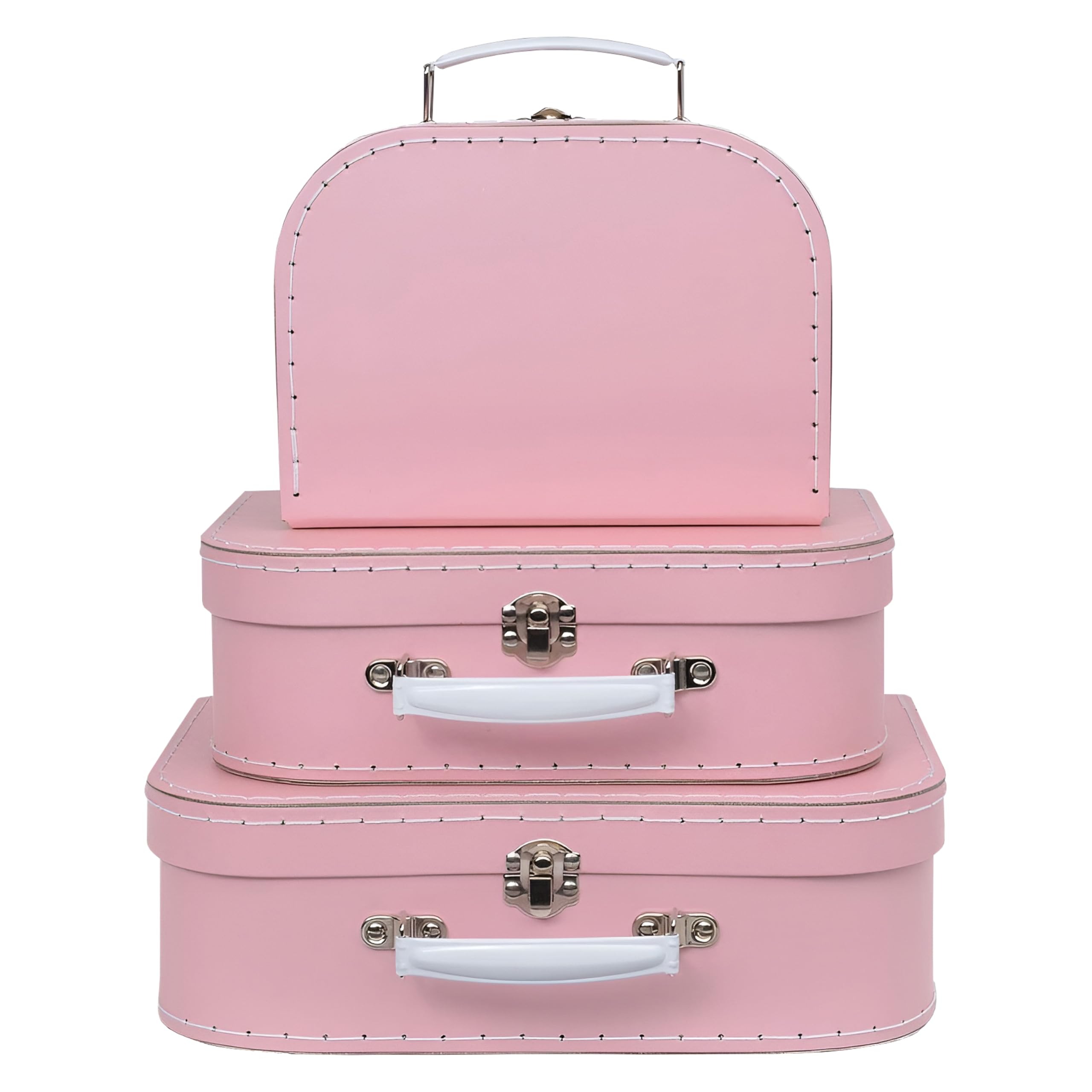 Photo 1 of ***Only Medium Box*** Jewelkeeper Vintage Suitcase Storage Box - Medium (10x7x3.2 in) - Baby Pink, Stackable, Sturdy Cardboard - Perfect for Decor, Storage, or Gifts