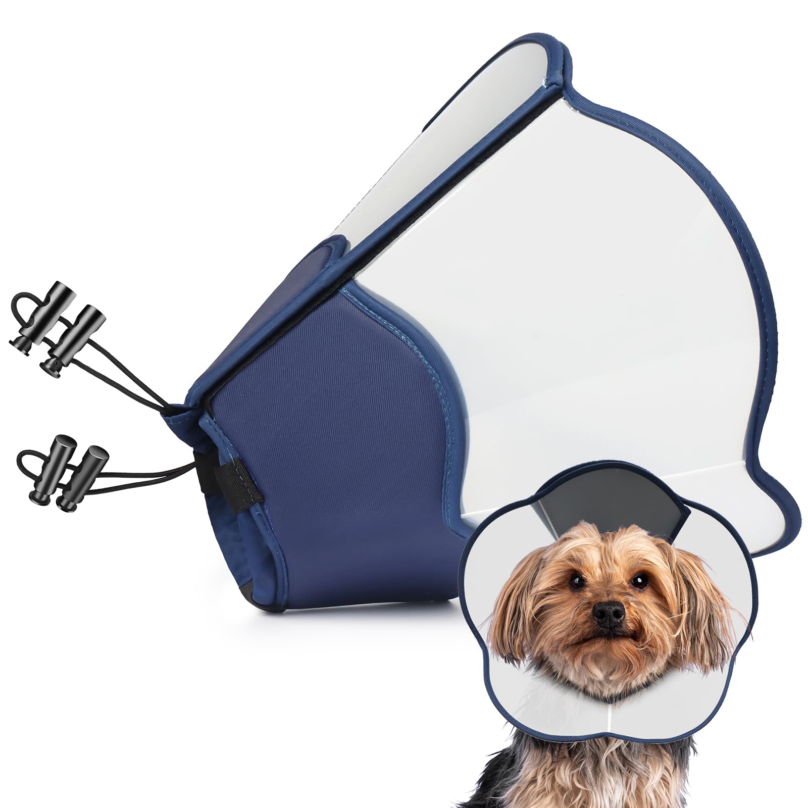 Photo 1 of Hard & Heavy Plastic Dog Cone Collar Alternative for Small Dogs (Yorkshire Pomeranian) After Surgery, Adjustable Recovery Cone Anti-Lick, Elizabethan Protective Collar Cone of Shame for Healing