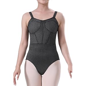 Dance Elite Nola Houndstooth Spaghetti Strap Ballet Leotard Dance Bodysuit | Sweetheart neck, square open back, high stretch