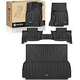 YHTAUTO Floor Mats & Cargo Mat Compatible with 2024-2026 Lexus GX550 & Toyota Land Cruiser/Prado 250, TPE Floor Liners All-Weather Protection Custom Fit, 1st & 2nd Row & Trunk Mat, Set of 4 Black