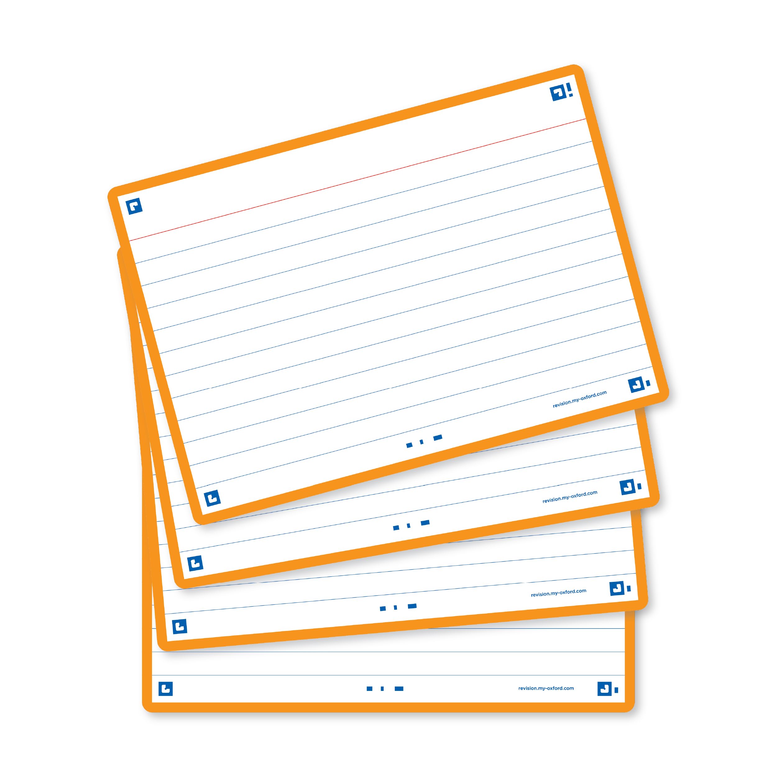 Oxford A6 Flash Cards, Ruled with Orange Frame, Pack of 80