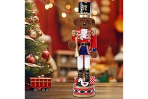 Chonsun Christmas Nutcracker Decorations Nutcracker Figure 15 Inch Wooden Nutcrackers Teddy Bear Nutcracker Soldier for Table Desktop Home Christmas Decor Xmas Indoor Decor Bear