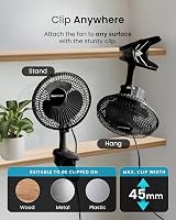 Pro Breeze 6 Inch Clip On Fan 2 Speeds Mains Powered 360° Rotation view 4