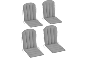 Outsunny Adirondack Chair Cushion Set of 4, Outdoor Chair Cushions, High Back Patio Chair Cushions with Ties, Non-Slip Replac