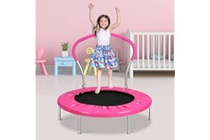 Lyromix 36-Inch Kids Trampoline with Handle - Indoor Mini Tranpoline for Toddlers, Small Fitness Rebounder for Indoor and Outdoor Use
