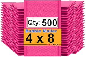 iMBAPrice 500#000 4x8 Hot Pink Color Self Seal Poly Bubble Mailers Padded Shipping Envelopes (Total 500 Bags)
