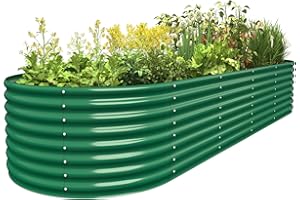 FRIZIONE 12FT(L)×4FT(W)×2FT(H) Galvanized Raised Garden Bed Outdoor, Metal Raised Garden Beds for Flower, Raised Planter Box Outdoor for Herb, Vegetable-Dark Green