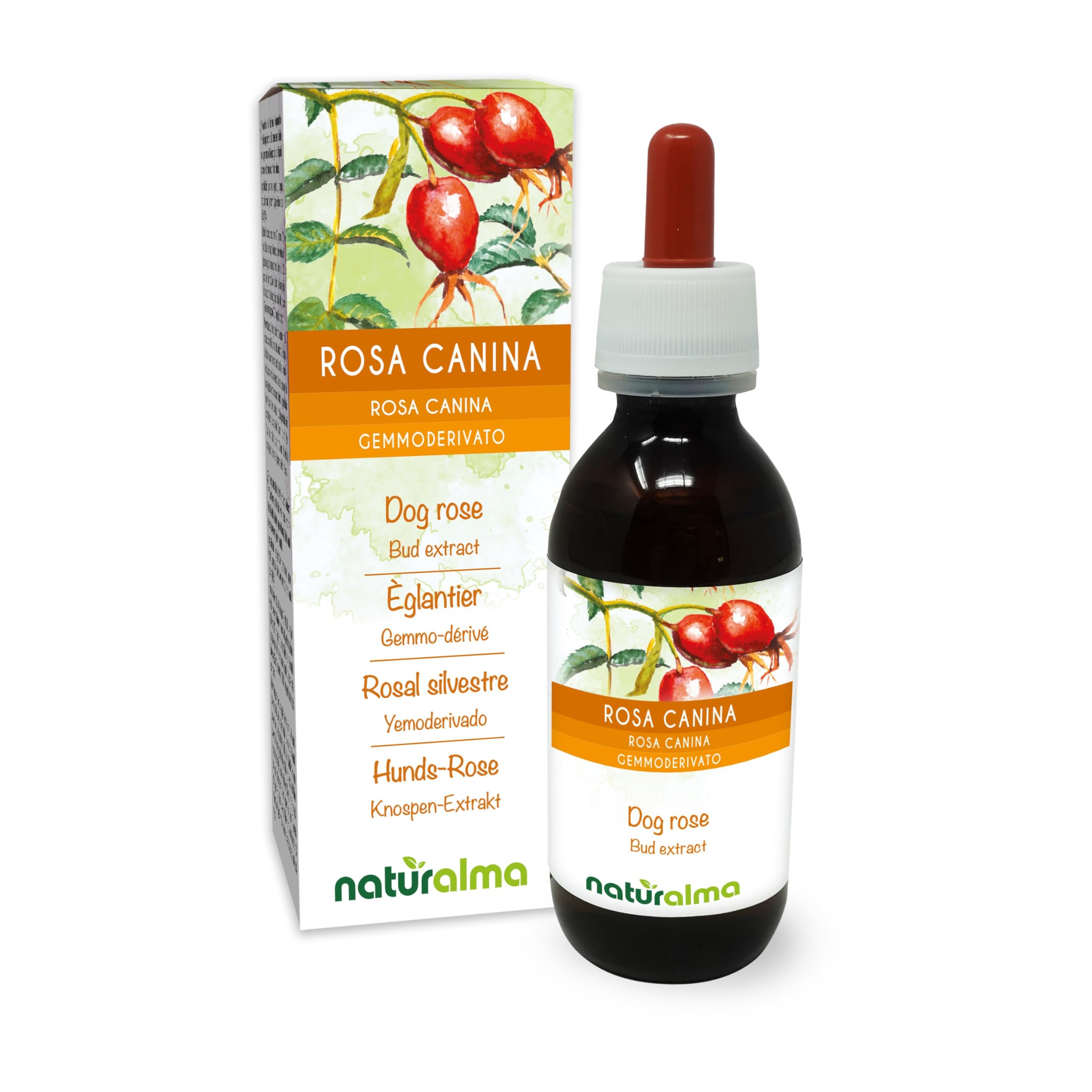 Dog Rose (Rosa canina) Alcohol-Free Bud Extract from Fresh Buds Naturalma - Liquid Drops 100 ml - Food Supplement - Vegan