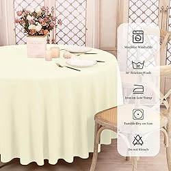 REWOMC 6 Pack Round Tablecloths - 120 Inch, Beige