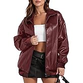 ZEXIGLAD Women's Leather Jacket Oversized Faux Leather Bomber Jacket Fall Fashion 2025 Trendy Moto Winter Coat with Pocket