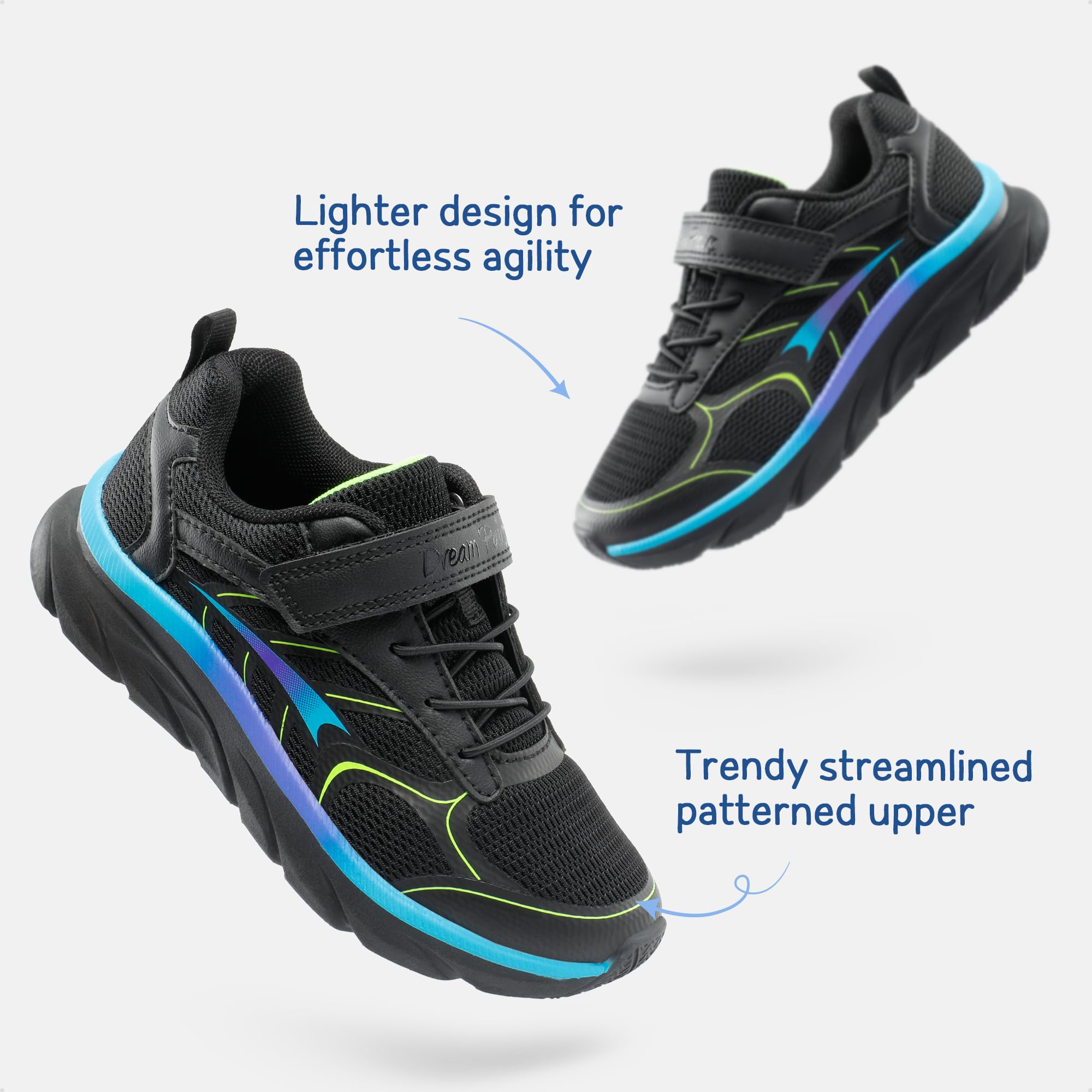 DREAM PAIRS Turnschuhe Jungen Mädchen Schuhe Kinder Sneaker Tennis Atmungsaktiv Laufschuhe Sportschuhe,Size 31,Schwarz/Blau,SDRS2326K 3