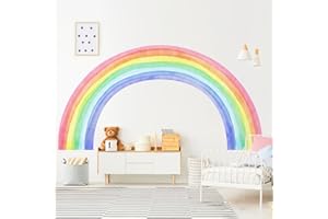 83"x43" Large Rainbow Wall Stickers, Mural Watercolor Half Rainbow Wall Decals Peel and Stick Vinyl Wall Art Decor for Girls 