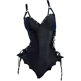 haikyuu Women MisaMisa Goth One Piece Swimsuit Wtih Necklace Bat Ruffle Bathing Suit Gothic Swimwear