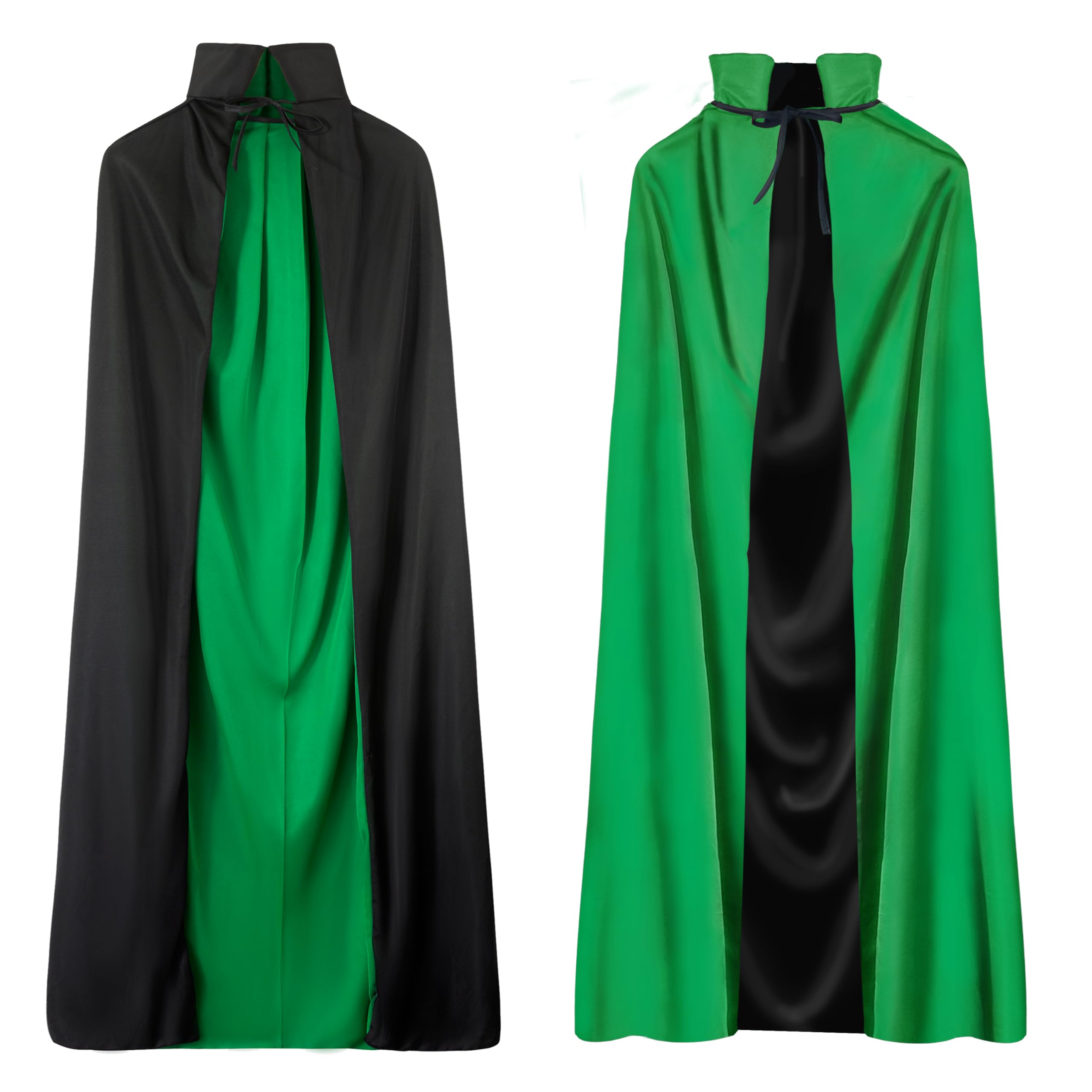 A-SZCXTOP Halloween Vampire Cape,Unisex Reversible Stand Collar Cloak,Cosplay Masquerade Costume (Green, Large - 150cm/59 for adults)