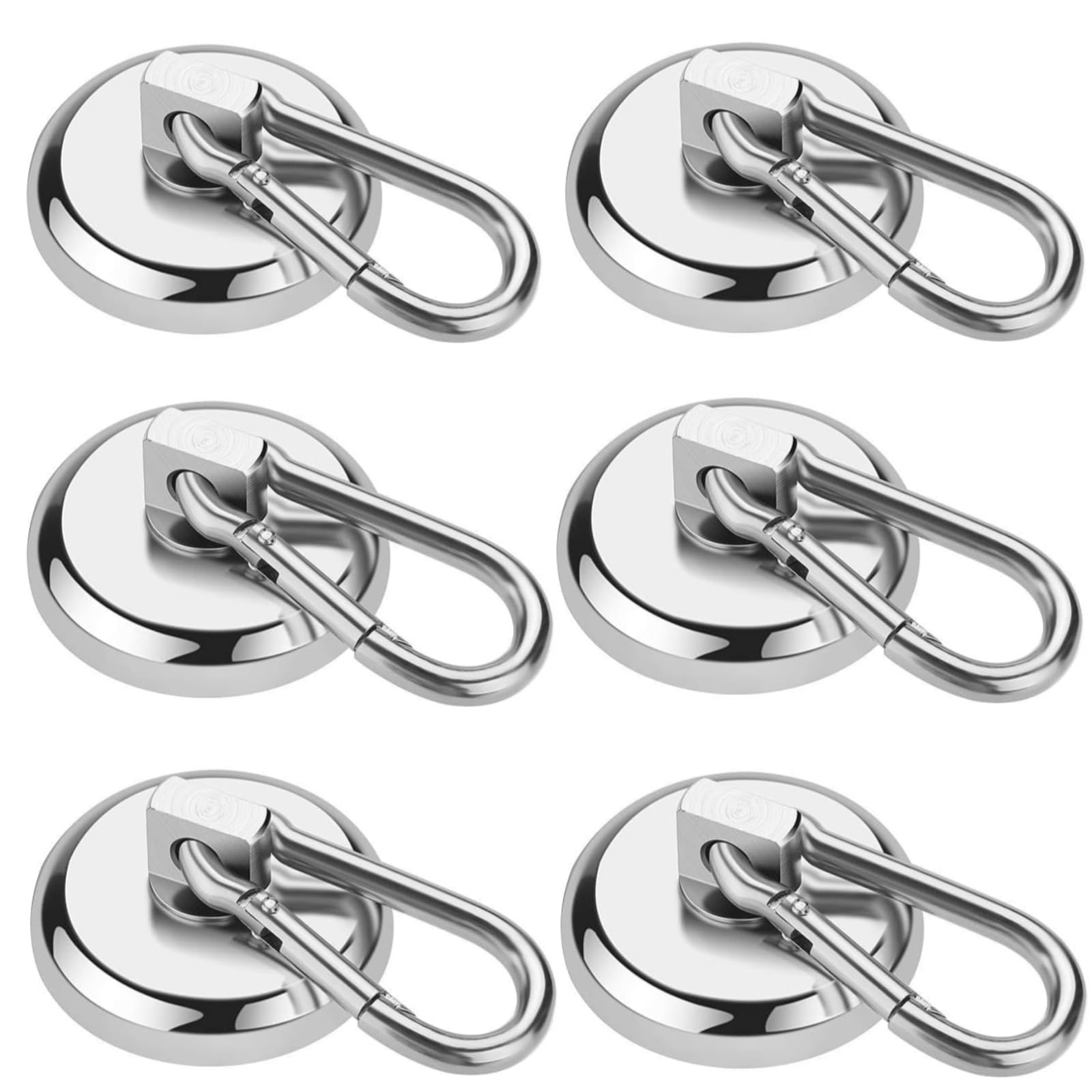 Wukong 6 Pack Magnetic Hooks, 27.2KG(60LBS) Neodymium Nagnets Strong Hooks, Super Strong Magnet Hook, Magnetic Hook Heavy Duty for Hanging, Kitchen, Garage, Bathroom and Office etc.