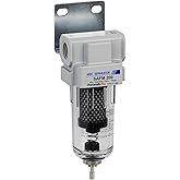 PneumaticPlus SAFM200-N02B Compressed Air Coalescing Filter, 0.1 Micron, 1/4" NPT - Poly Bowl, Manual Drain, Bracket