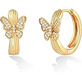 TONTMY STUDIOS Huggie Hoop Earrings for Women Gold CZ Stud Earrings 14K Gold Filled Small Boho Huggie Earrings Hypoallergenic Piercing Hoops Jewelry