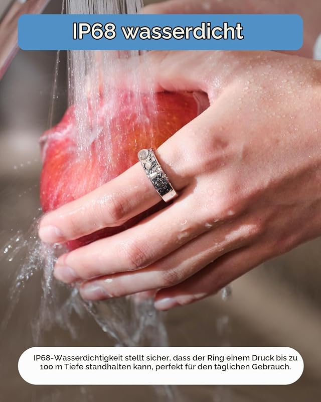 Gen 2 Air, Ultra-schmaler AI-Smart Ring, 10-Tage Akkulaufzeit, Schlaf/Stress/HR-Tracker, Smartringe für Herren & Männer, IP68 wasserdichtes, kompatibel mit iOS & Android (Dune Gold, 7)