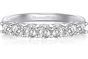 Wedding Band for Women, MomentWish 0.15Carat Moissanite Wedding Ring, D Color VVS1 Simulated Diamond 925 Sterling Silver Eter