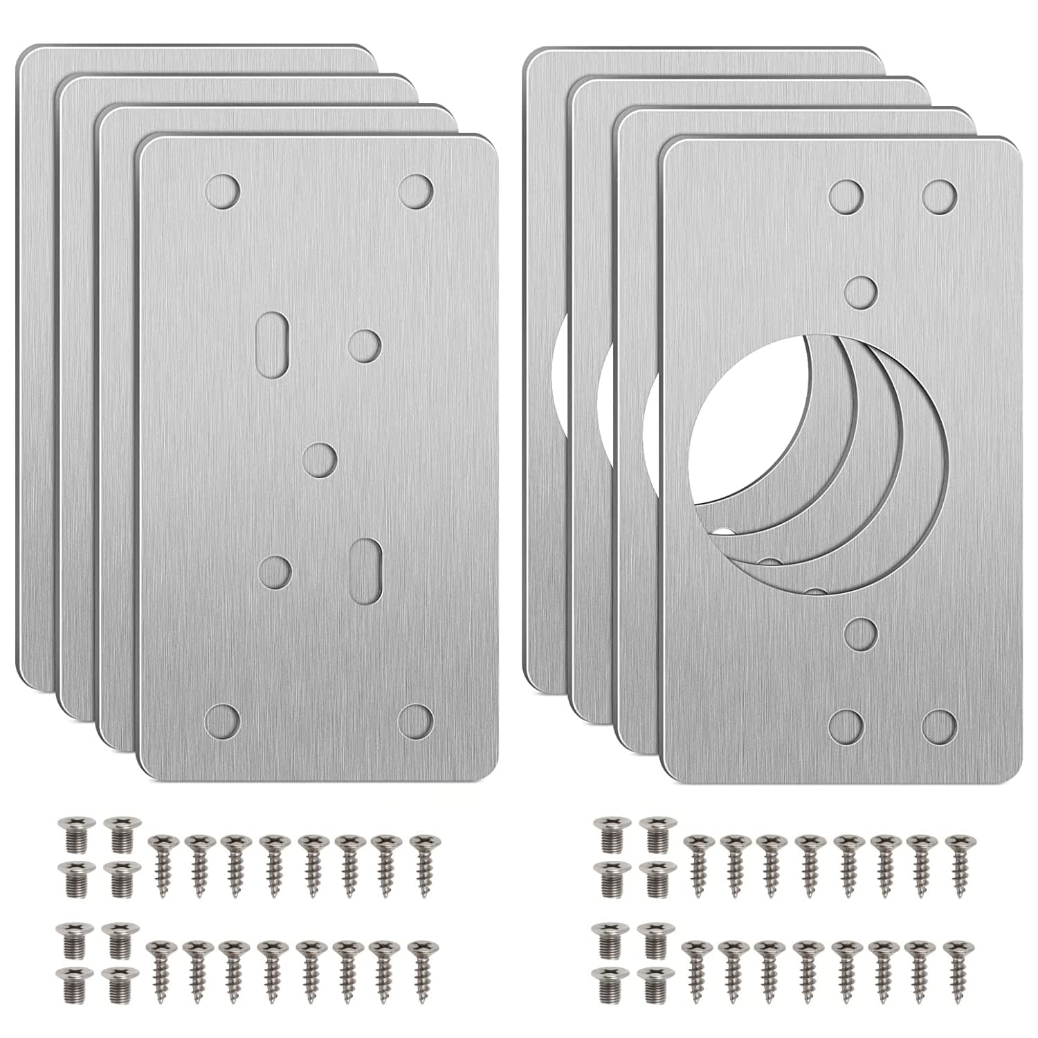 8 Pack Cupboard Hinge Repair Plate, Stainless Steel Kitchen Door Hinge Repair Plate with Screw, 35mm Cup Hinge Fixing Plate for Cupboard Hinges Mount
