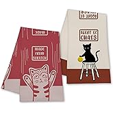 Dhsupfcn Funny Cat Kitchen Towels Set of 2, Cute Kitten Hand Towels for Kitchen Bathroom, Agent of Chaos Dish Tea Towel, Housewarming Gifts for Cat Lovers Women Hostess, 12