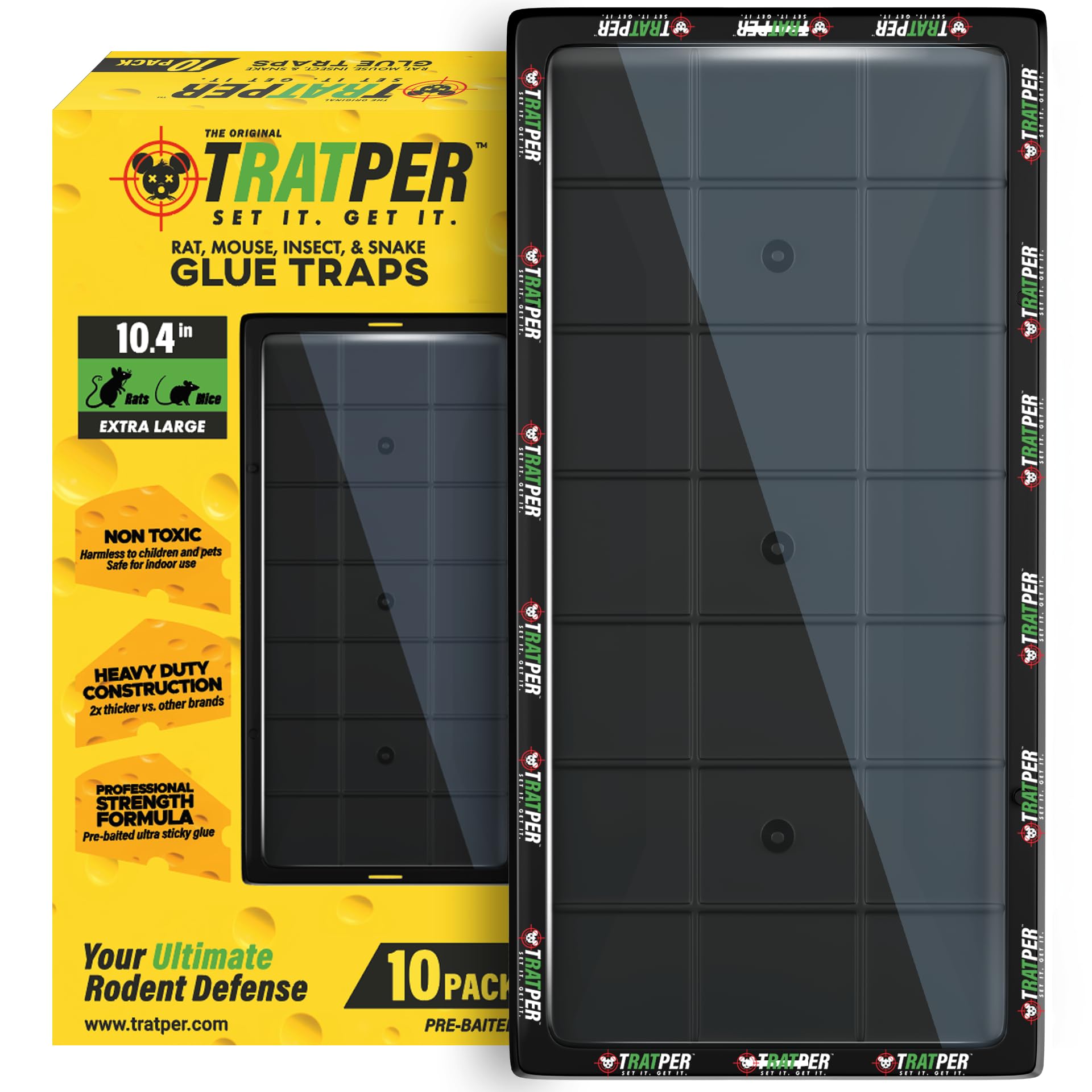 Photo 1 of Tratper Glue Traps for Mice,Rat,Mouse,Snake,Lizard,Insect. 10 Pack. Extra Strength,Pre-Baited Adhesive.Heavy Duty Plastic Tray.Non-Toxic,Chemical-Free Pest Control for Home. 10Pack
