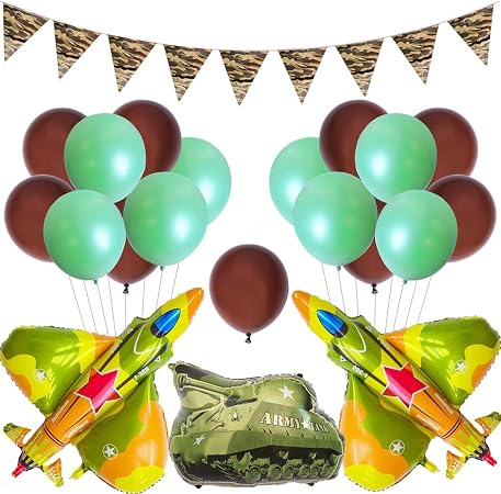 Amazon 男の子おもちゃバルーン 迷彩 戦い かっこいい 軍隊 緑 赤い風船 誕生日飾り付け 風船 バルーン おもちゃ