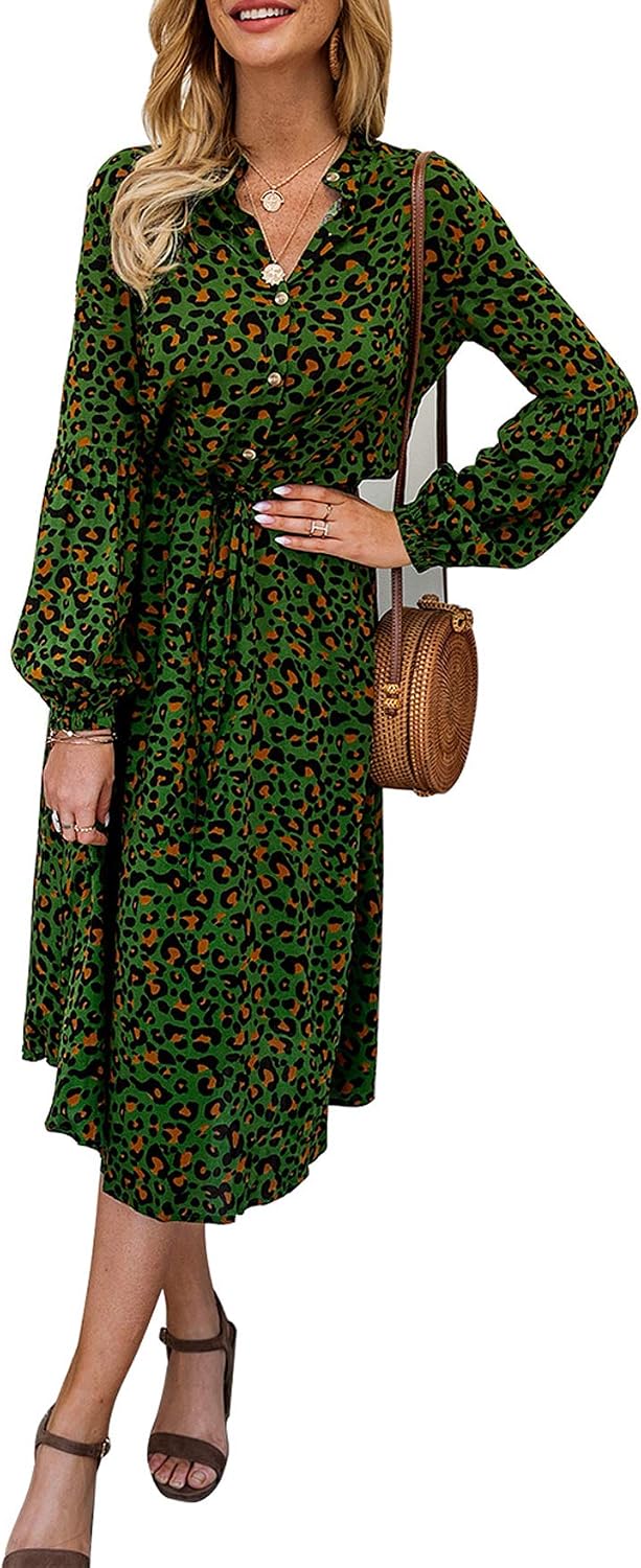 MOLERANI Strickkleid Damen – Langärmlig, V-Ausschnitt, Mit Bindegürtel, A-Linie, Praktische Taschen, Aus Polyester/Elasthan (Größen S-2XL)