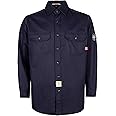 BOCOMAL FR Shirts Flame Resistant 100% C NFPA2112 7.5oz Men's Fire Retardant Welding Shirt