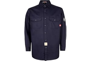 BOCOMAL FR Shirts Flame Resistant 100% C NFPA2112 7.5oz Men's Fire Retardant Welding Shirt