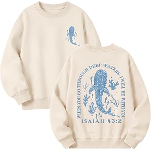 Sulayesh Girls Christian Whale Shark Sweatshirt Kids Jesus God Faith Hoodie Religious Bible Verse Graphic Long Sleeve Shirts