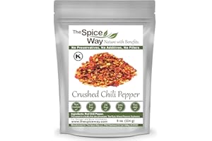 The Spice Way Crushed Red Pepper Flakes - 8 oz - Hot Red chili Pepper Flakes - Premium Quality, All-Natural, and Preservative-Free, Perfect for Adding a Bold Kick to Your Favorite Dishes