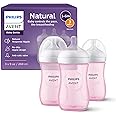Philips Avent Natural Baby Bottles with Natural Response Nipples (Medium Flow, Flow 3), 9oz, Pink, 3-pack, SCY903/13