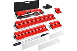 OIHYA Drywall Skimming Blade Set, 12", 22" & 32" European Stainless Steel Skimming Blade with 35"-78" Aluminum Adjustable Han