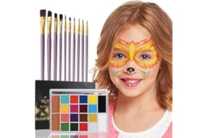 SOVONCARE Oil Based Face Painting Kit Professional for Kids，20 Colors Facepaint Halloween Makeup Professional Face Painting Kit with 12 Brushes for Kids Cosplay SFX Party Special Effects Makeup