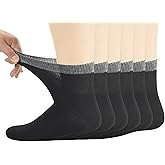 Yomandamor Men's Diabetic Ankle Socks with Seamless Toe and Non-Binding Top,6 Pairs L Size(10-13)