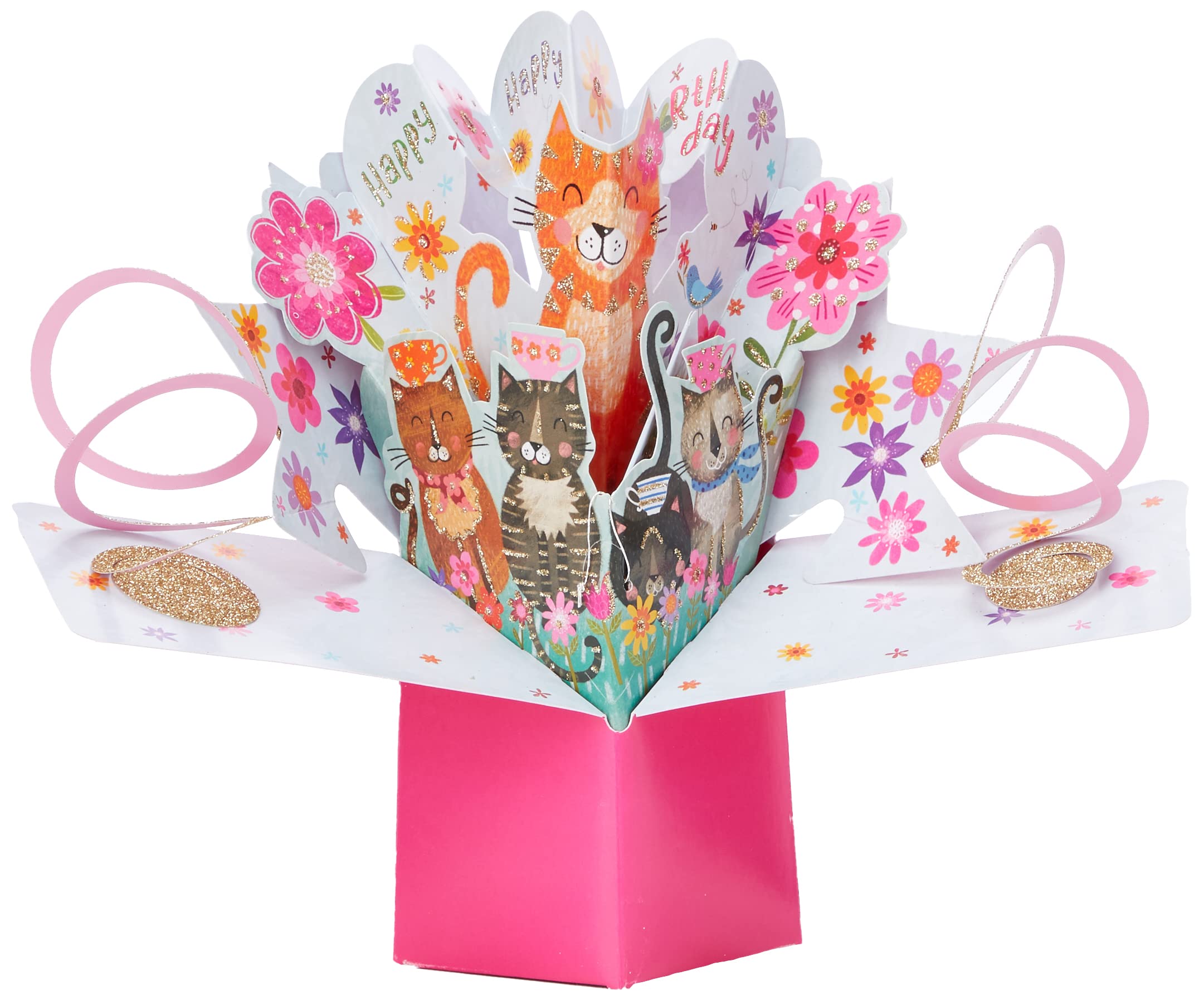 Happy Birthday Cats Pop-Up Greeting Card Original Second Nature 3D Pop Up Cards