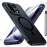 Wsaurbnit Magnetic Case for Oneplus 15 5G with Screen Protector [Compatible with Magsafe][Wrist Strap] Translucent Matte Slim Protective Phone Cover(Black)