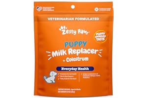 Zesty Paws Puppy Milk Replacer + Colostrum - Milk Replacement Supplement Powder for Puppies & Senior Dogs - Omega 3 DHA, Prebiotics & Probiotics for Dogs - for Skin, Coat, Heart & Gut Health - 12 oz…