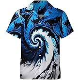 Liohans Trippy Mysterious Tie Dye Vortex 3D Graphic Short Sleeved Shirt Button Shirt