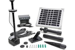AEO Solar Water Pump with Backup Battery and Fountain Lights for Birdbath, Fountain, Small Pond, Garden Decoration (Battery and Lights Included)