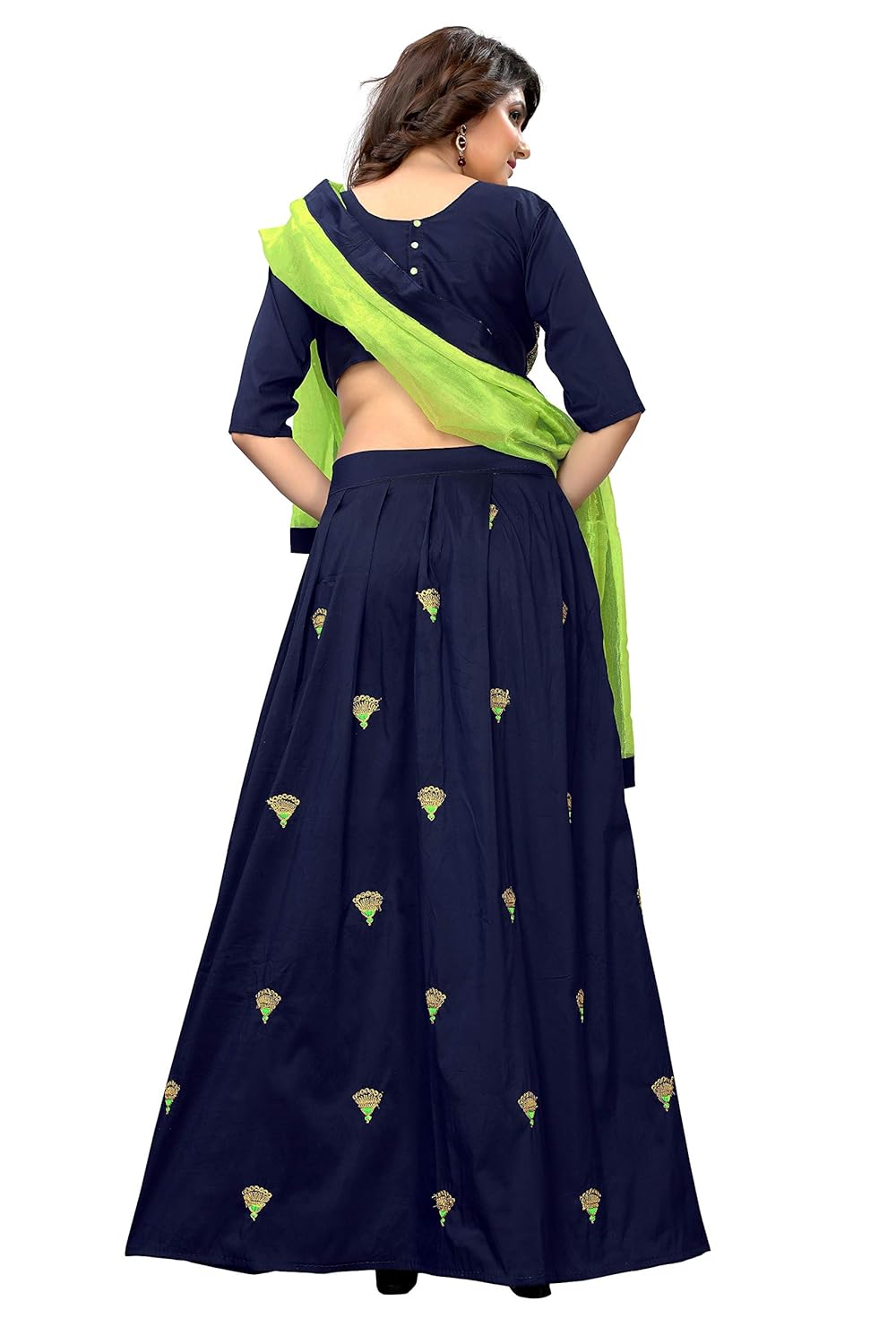 jd creation women's tappeta silk lehenga choli (blue,free size, semi-stitched)