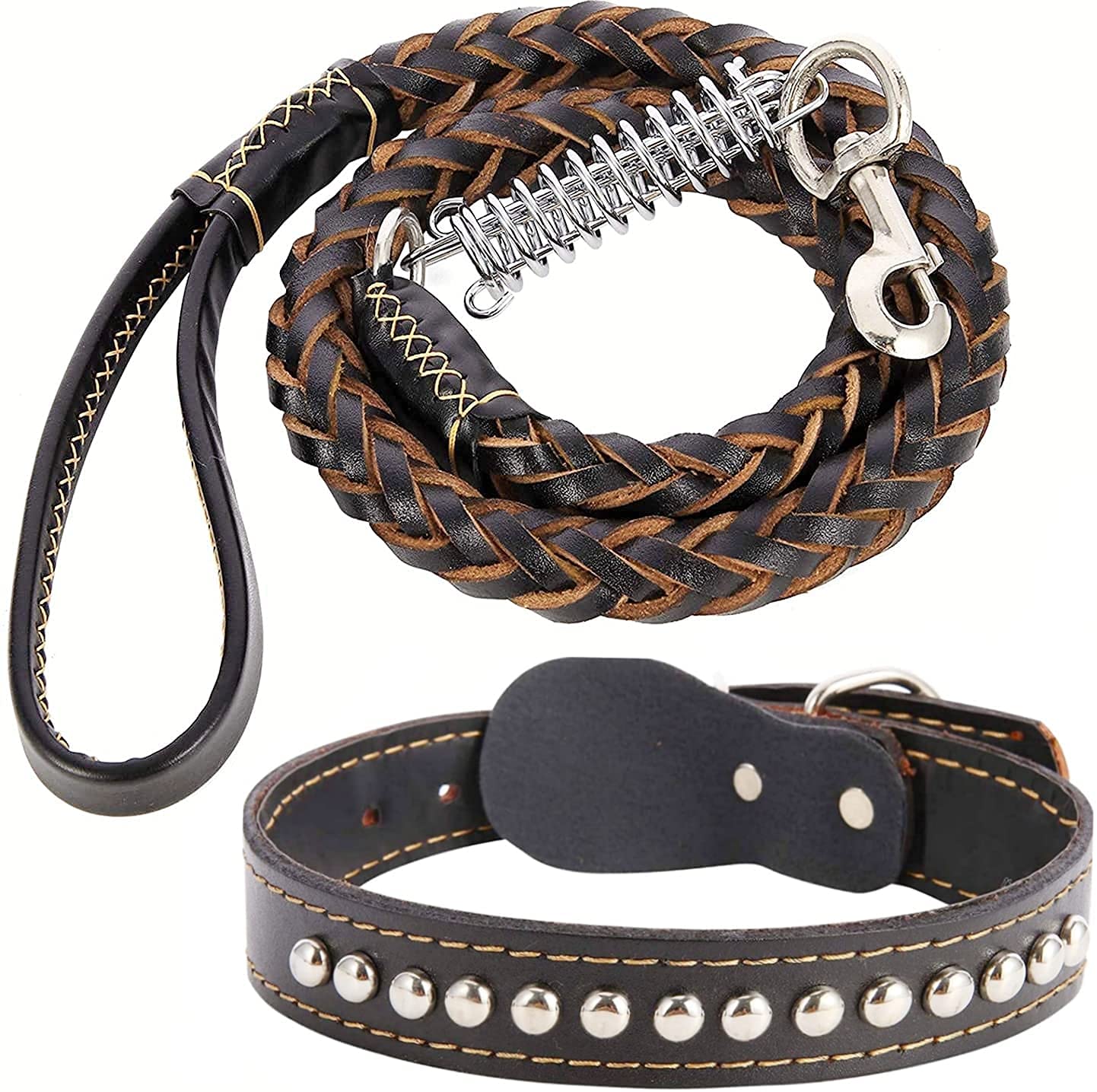 Whoof Whoof Dog Collar and Leash Set for Medium and Large Dogs Durable