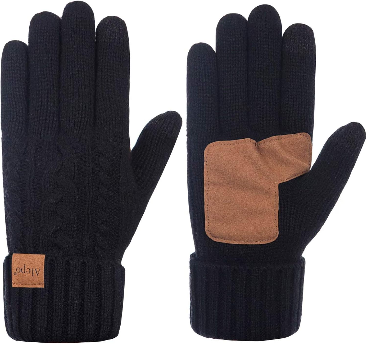 Winter Wool Warm Gloves For Women, Anti-Slip Knit Touchscreen Thermal Cuff Driving Gloves With Thick Fleece Lining (Black) at  Women’s Clothing store