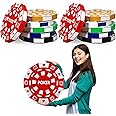 Silipull Giant Casino Decorations 15.7 Inch Large Paper Poker Chips Favor Boxes Jumbo Oversized Poker Game Theme Centerpieces for Tables Casino Birthday Party Decorations