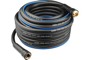 EADUTY Hybrid Garden Hose 5/8 IN. x 75 FT, Heavy Duty, Lightweight, Flexible with Swivel Grip Handle and Solid Brass Fittings, Gray+Blue
