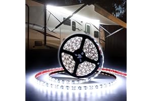 TIPHOPE RV Led Awning Light, 16.4FT Camper Led Awning Strip Light Cool White 12V Waterproof RV Exterior Lighting Compatible with RV Camper Motorhome Travel Trailer