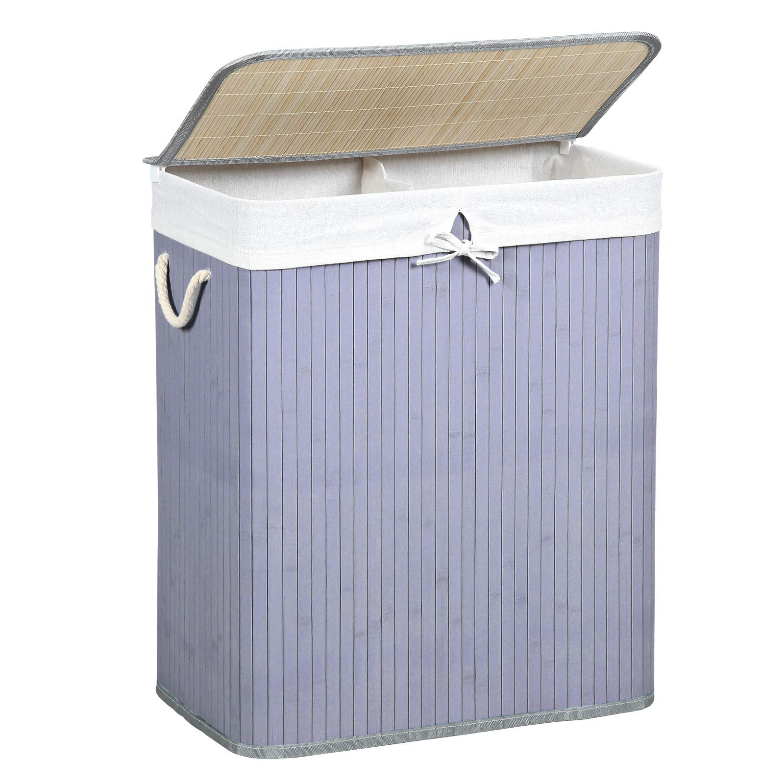 Buy SONGMICS Divided Laundry Basket with Lid, Bamboo Laundry Hamper
