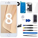 CYKJGS for iPhone 8 White Screen Replacement Assembled with Home Button | 4.7" Display with Front Camera Ear Speaker Earpiece Screen Protector Proximity Sensor Full Repair Tools Kit A1863 A1905 A1906