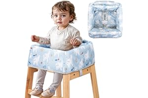 High Chair Cover for Baby Restaurant: Sprouterie Baby Highchair Covers for Restaurant Waterproof Washable Stain and Slip Resistant Portable for Children Outdoor Indoor Eating Blue Polar Bear